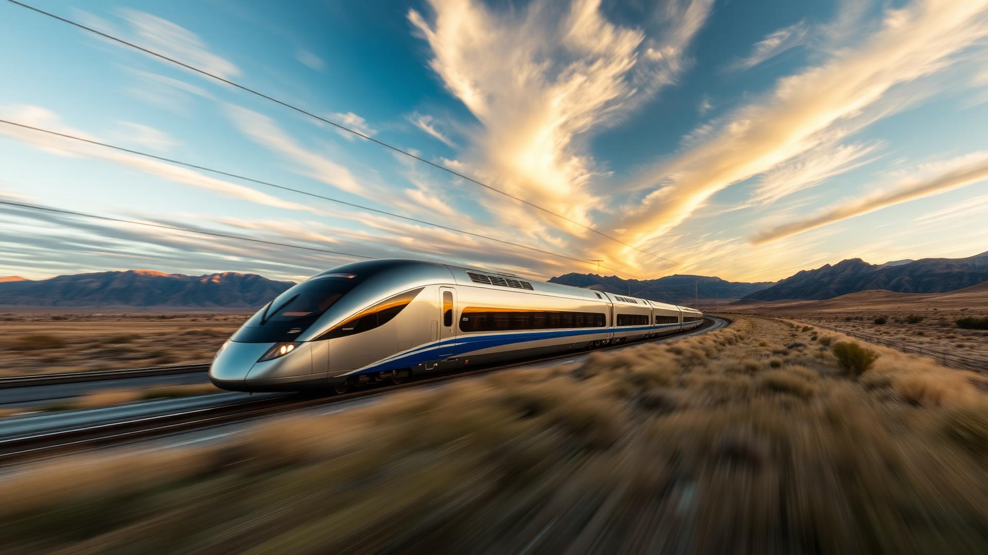 High-speed train through the American landscape